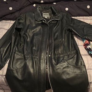 Size small ladies genuine black leather jacket